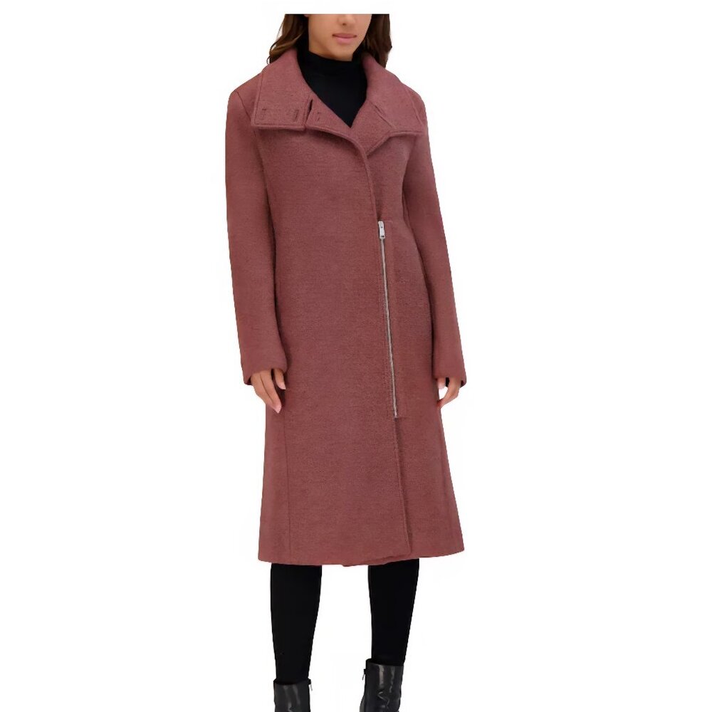 BNWT Andrew Marc Assymetrical Textured Wool Coat - Rose Taupe